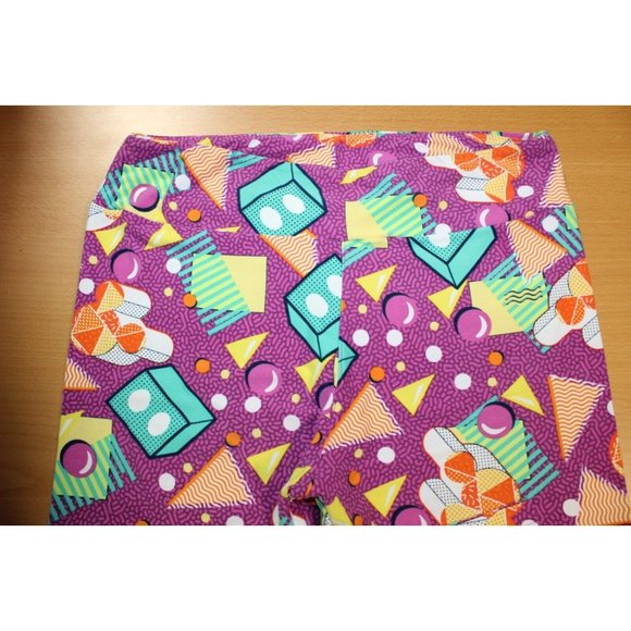 Womens Lularoe Leggings Tall & Curvy TC Balls Triangle Orange Purple Green - Picture 2 of 5